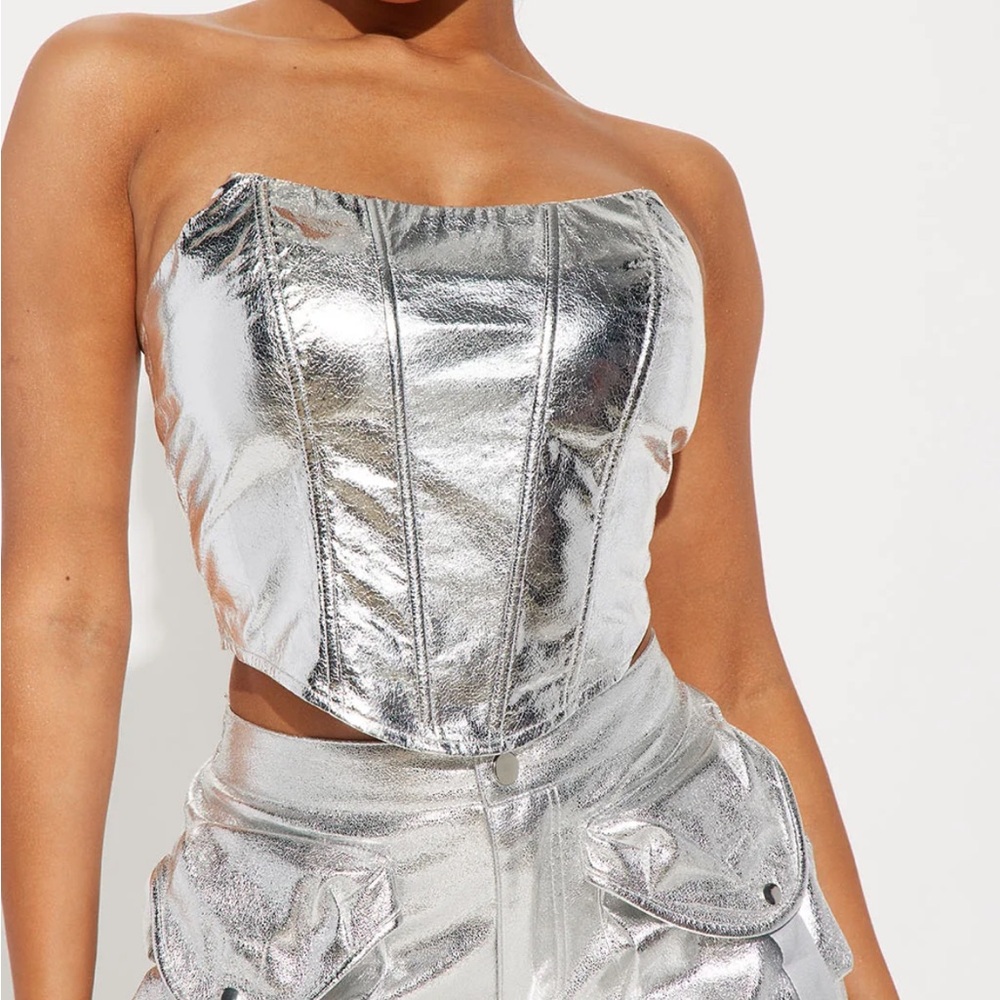 Metallic corset top
